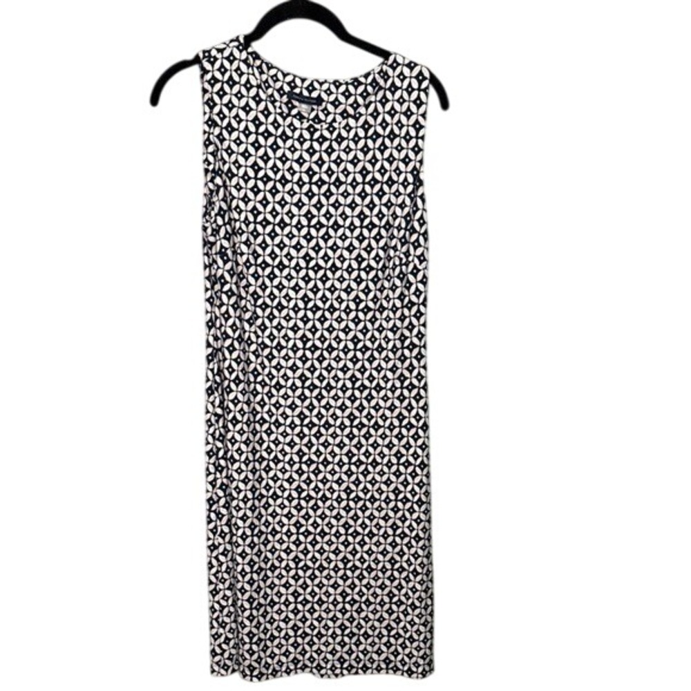 Tommy Hilfiger Dress Size 8‎ Sleeveless Black Tan Print Geometric Career